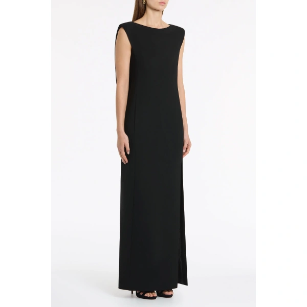 Carla Zampatti Black Crepe Front Split Gown | Evening Gowns | Coveti