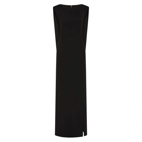 Black Crepe Front Split Gown