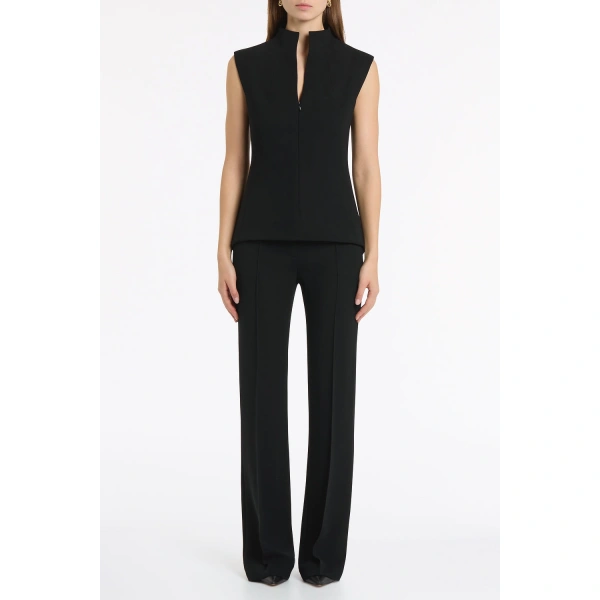 Carla Zampatti Black Crepe High Neck Fitted Bodice | Sleeveless & Tank Tops | Coveti