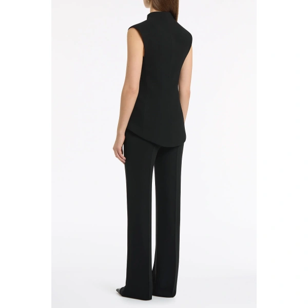 Carla Zampatti Black Crepe High Neck Fitted Bodice | Sleeveless & Tank Tops | Coveti
