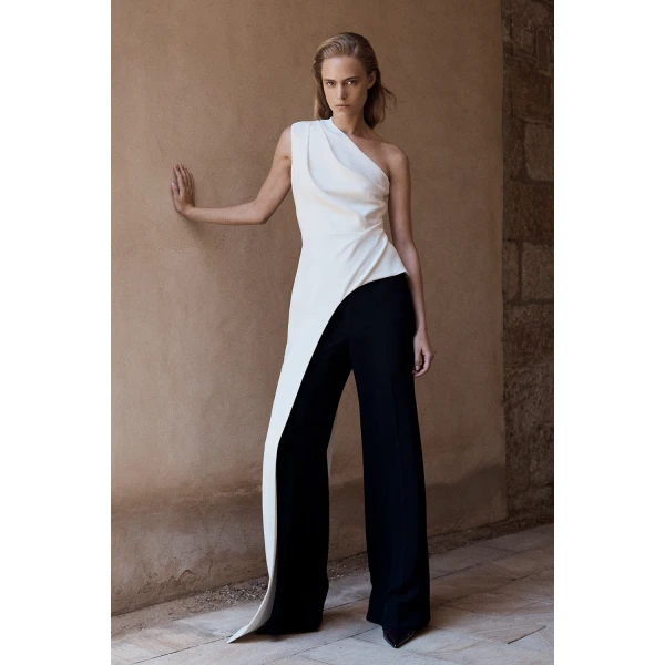 Carla Zampatti Black Crepe High Waisted Wide Leg Pant | Wide leg pants | Coveti