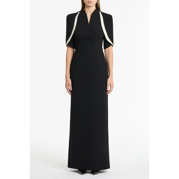 Carla Zampatti Black Crepe Layered Sleeve Gown | Evening Gowns | Coveti
