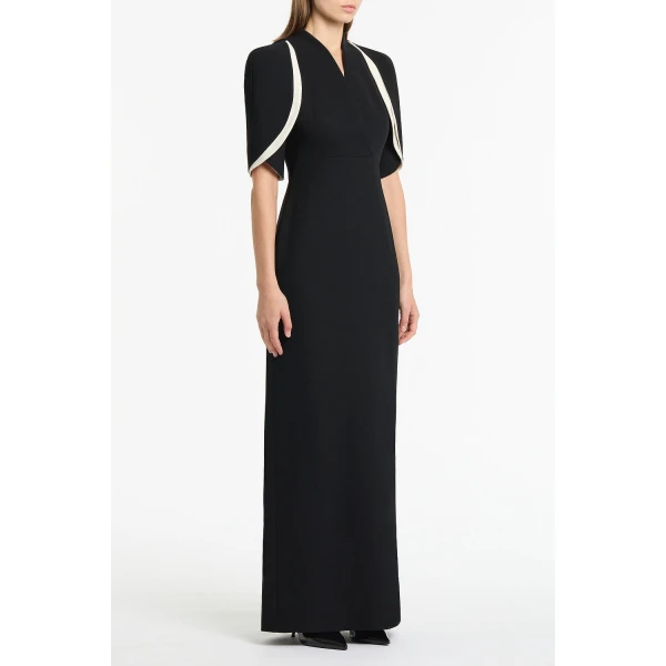 Carla Zampatti Black Crepe Layered Sleeve Gown | Evening Gowns | Coveti