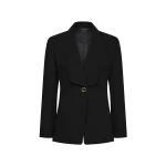 Carla Zampatti Black Crepe Shawl Collar Jacket | Blazers | Coveti