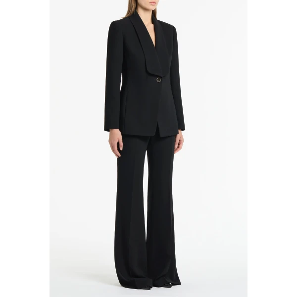 Carla Zampatti Black Crepe Shawl Collar Jacket | Blazers | Coveti