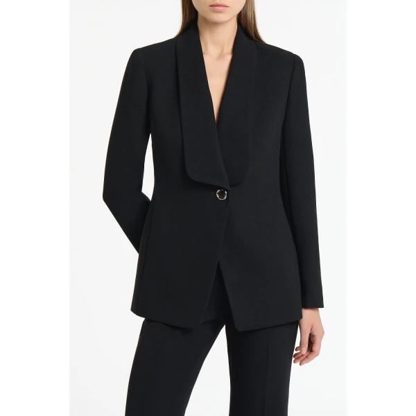 Carla Zampatti Black Crepe Shawl Collar Jacket | Blazers | Coveti