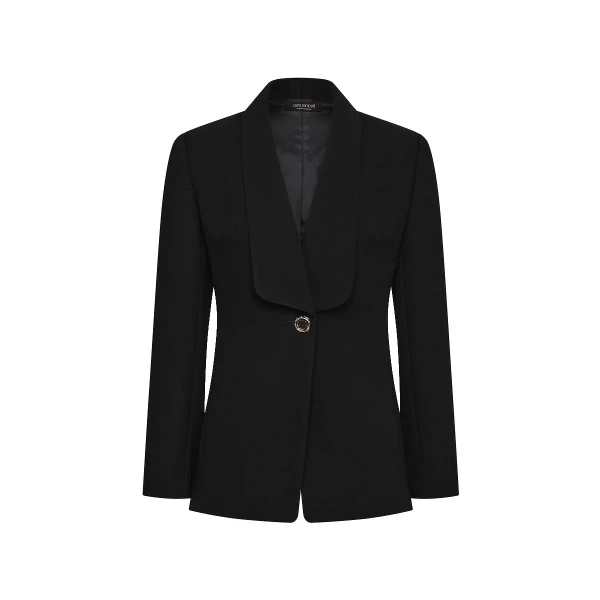 Black Crepe Shawl Collar Jacket