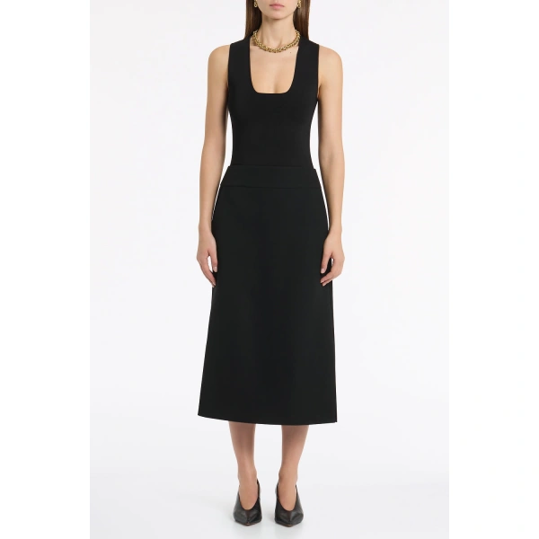 Carla Zampatti Black Crepe Side Split Pencil Skirt | Midi Skirts | Coveti