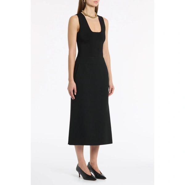 Carla Zampatti Black Crepe Side Split Pencil Skirt | Midi Skirts | Coveti