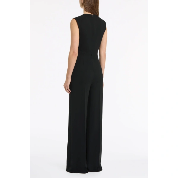 Carla Zampatti Black Crepe Waisted Tie Front Jumpsuit | Jumpsuit | Coveti