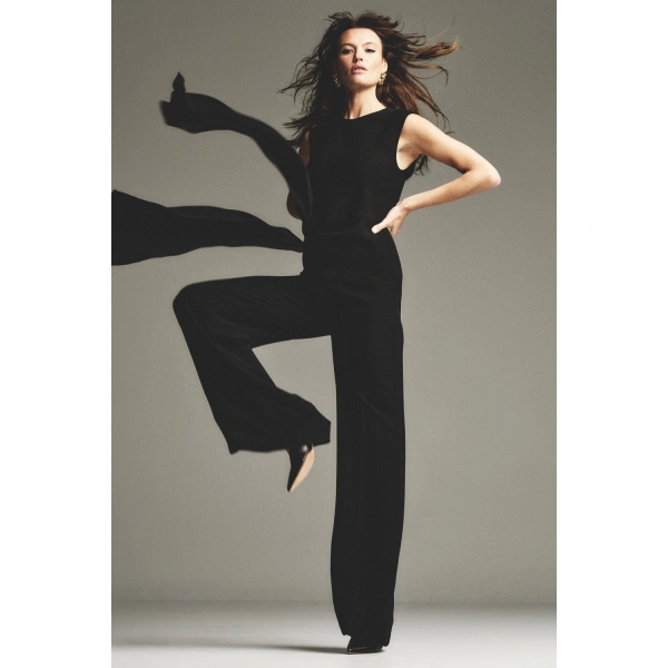 Carla Zampatti Black Crepe Waisted Tie Front Jumpsuit | Jumpsuit | Coveti