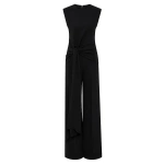 Carla Zampatti Black Crepe Waisted Tie Front Jumpsuit | Jumpsuit | Coveti