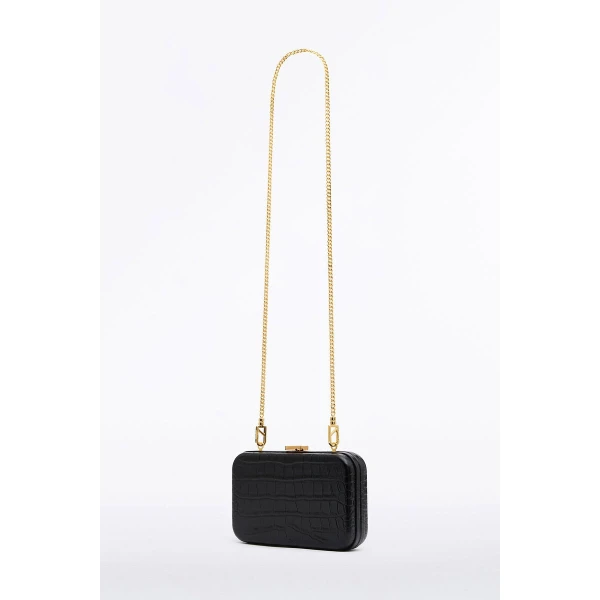 Carla Zampatti Black Croc CZ Cubo Clutch | Clutch Bags | Coveti