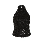 Carla Zampatti Black Fringe Sequin Lace Bodice | Sequin & Embellished Tops | Coveti