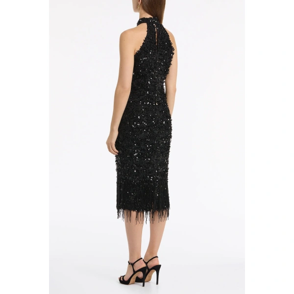 Carla Zampatti Black Fringe Sequin Lace Bodice | Sequin & Embellished Tops | Coveti