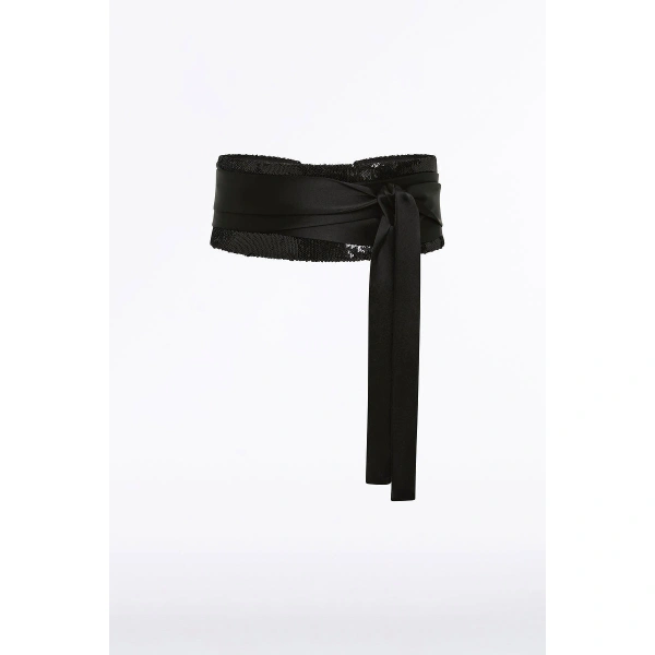 Carla Zampatti Black Liquid Sequin Cummerbund | Belts | Coveti