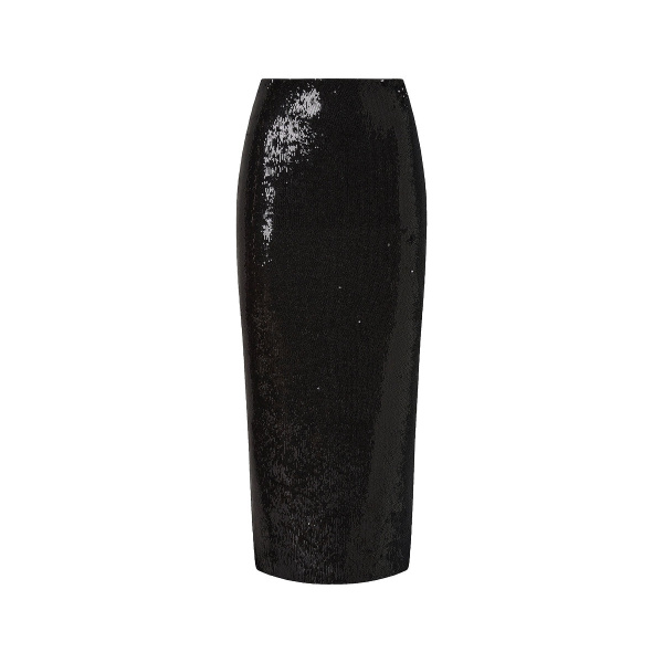 Carla Zampatti Black Liquid Sequin Long Line Pencil Skirt | Sequin & Embellished Skirts | Coveti