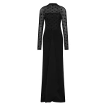 Carla Zampatti Black Mesh Spot Contrast Gown | Evening Gowns | Coveti