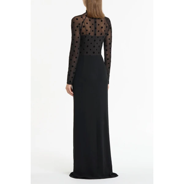 Carla Zampatti Black Mesh Spot Contrast Gown | Evening Gowns | Coveti