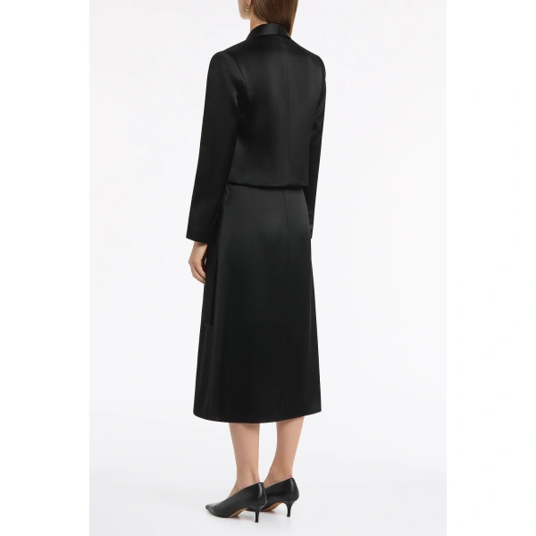 Carla Zampatti Black Satin Acetate Cropped Tuxedo Blazer | Blazers | Coveti