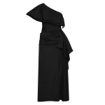 Carla Zampatti Black Taffeta Asymmetric One Shoulder Dress | Maxi Dresses | Coveti