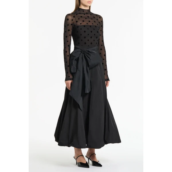 Carla Zampatti Black Taffeta Tie Waist Bubble Skirt | Midi Skirts | Coveti