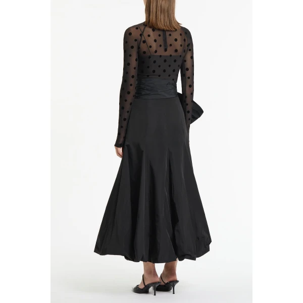 Carla Zampatti Black Taffeta Tie Waist Bubble Skirt | Midi Skirts | Coveti