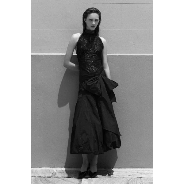 Carla Zampatti Black Taffeta Tie Waist Bubble Skirt | Midi Skirts | Coveti