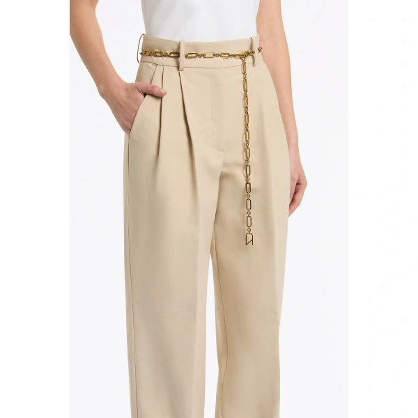 Carla Zampatti Bone Luxe Cotton Drill Pleated Pant | Wide leg pants | Coveti