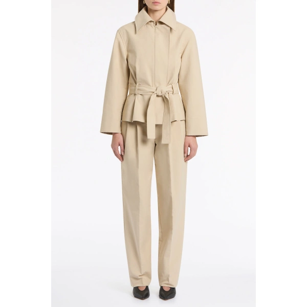 Carla Zampatti Bone Luxe Cotton Drill Short Trench Coat | Trench Coats | Coveti