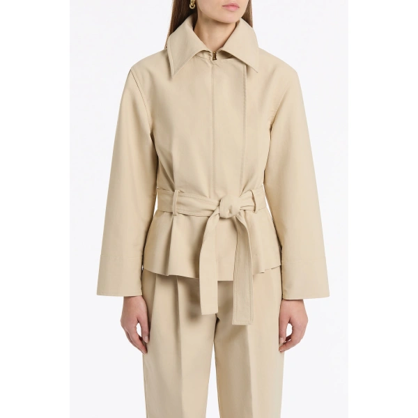 Carla Zampatti Bone Luxe Cotton Drill Short Trench Coat | Trench Coats | Coveti