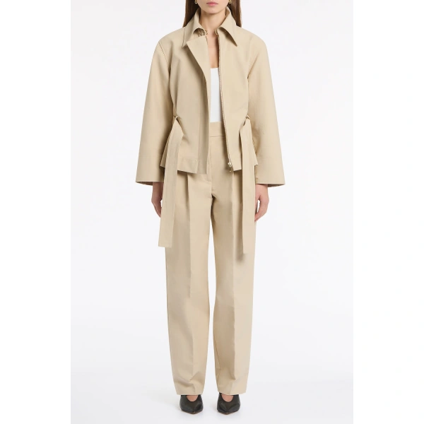 Carla Zampatti Bone Luxe Cotton Drill Short Trench Coat | Trench Coats | Coveti