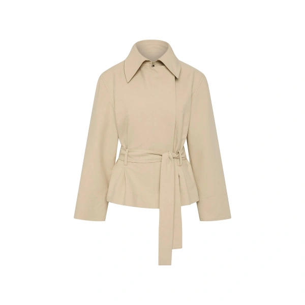 Bone Luxe Cotton Drill Short Trench Coat