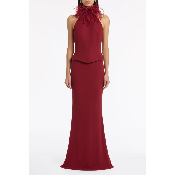 Carla Zampatti Cabernet Crepe Bias Fishtail Skirt | Maxi Skirts | Coveti