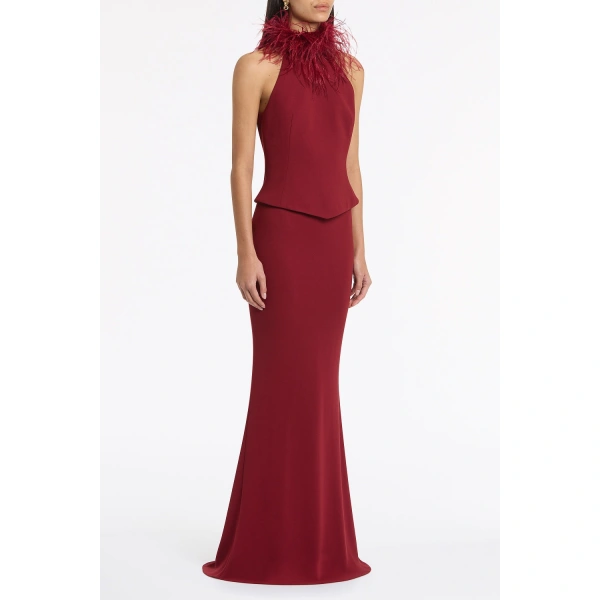 Carla Zampatti Cabernet Crepe Bias Fishtail Skirt | Maxi Skirts | Coveti