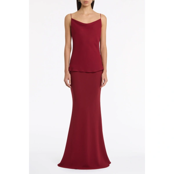Carla Zampatti Cabernet Crepe Bias Fishtail Skirt | Maxi Skirts | Coveti