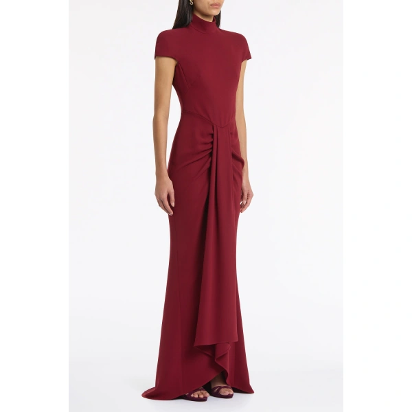 Carla Zampatti Cabernet Crepe Cap Sleeve Gown | Evening Gowns | Coveti