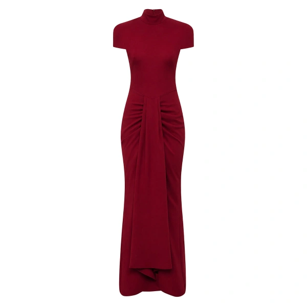 Carla Zampatti Cabernet Crepe Cap Sleeve Gown | Evening Gowns | Coveti