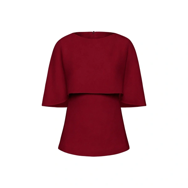 Carla Zampatti Cabernet Crepe Cape Top | Blouse | Coveti