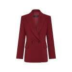 Carla Zampatti Cabernet Crepe Double Breasted Blazer | Blazers | Coveti