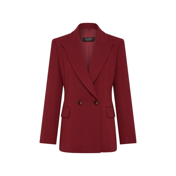 Carla Zampatti Cabernet Crepe Double Breasted Blazer | Blazers | Coveti