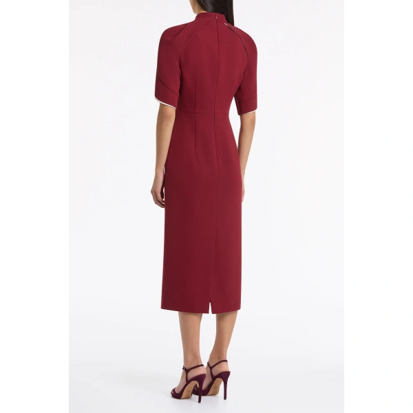Carla Zampatti Cabernet Crepe Layered Sleeve Midi Dress | Midi Dresses | Coveti