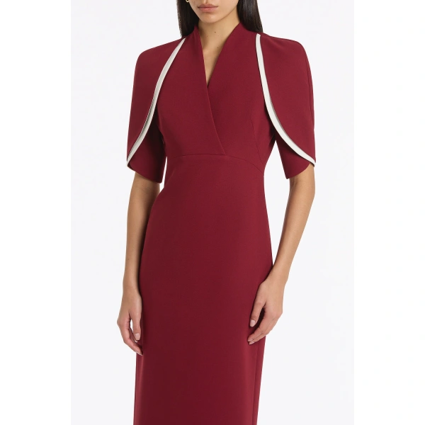 Carla Zampatti Cabernet Crepe Layered Sleeve Midi Dress | Midi Dresses | Coveti