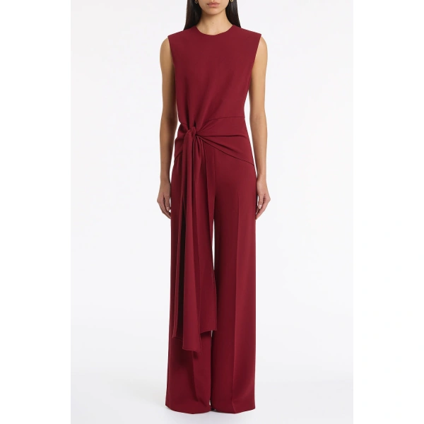 Carla Zampatti Cabernet Crepe Tie Front Jumpsuit | Jumpsuit | Coveti