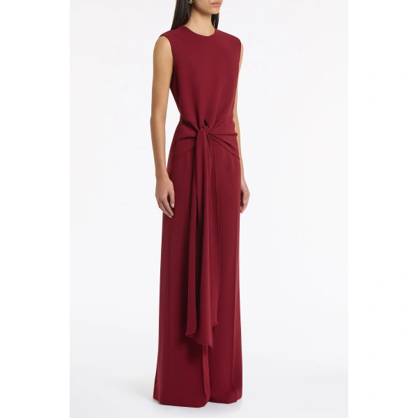 Carla Zampatti Cabernet Crepe Tie Front Jumpsuit | Jumpsuit | Coveti