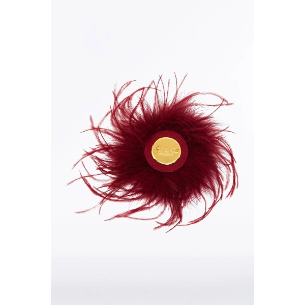 Carla Zampatti Cabernet Feather Brooch | Brooches & Pins | Coveti