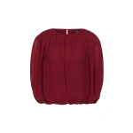 Carla Zampatti Cabernet Georgette Gathered Capelet Top | Blouse | Coveti