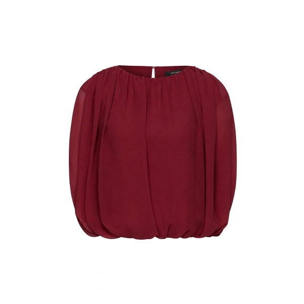 Cabernet Georgette Gathered Capelet Top