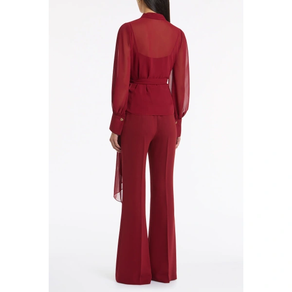 Carla Zampatti Cabernet Georgette Long Sleeve Wrap Blouse | Long Sleeve Tops | Coveti