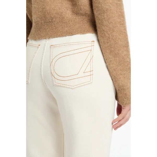 Carla Zampatti Ecru Bootleg Denim Jeans | Denim | Coveti